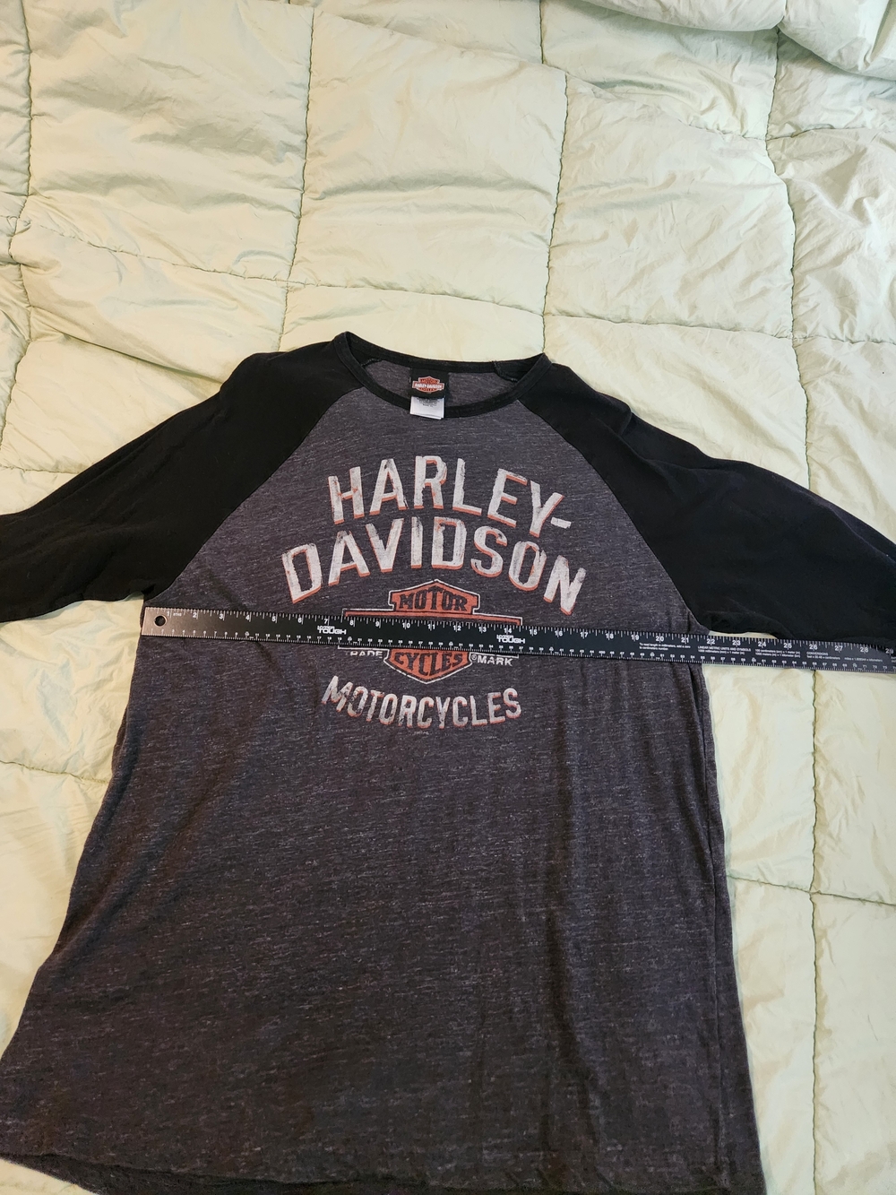 Harley-Davidson Black & Charcoal Raglan Motorcycles Graphic Tee